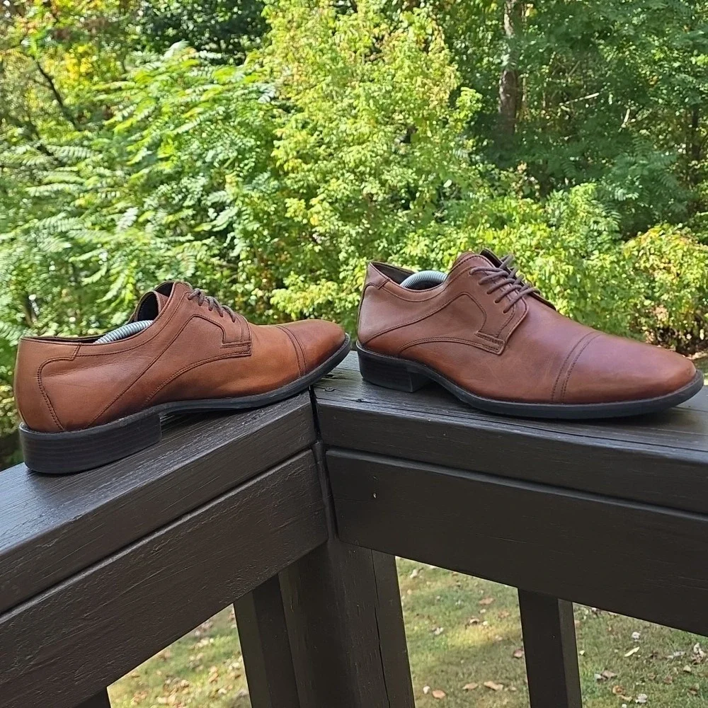 Johnston & Murphy Cap Toe Tan Sheepskin Men's Size 10M Dress Oxford Shoe 20-1276